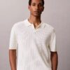 Sweter polo z prążkowanym materiałem Sweter polo z prążkowanym materiałem
