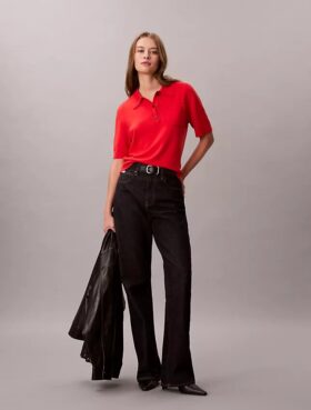 Sweter polo z wełny merynosowej