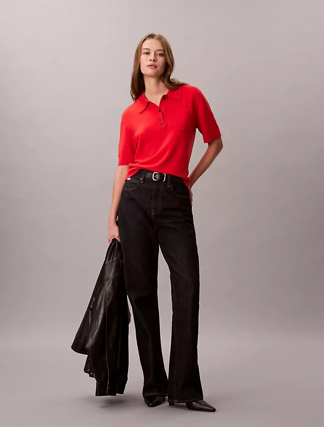 Sweter polo z wełny merynosowej Sweter polo z wełny merynosowej