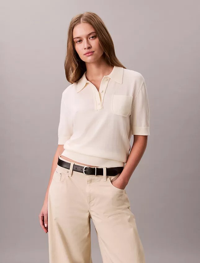 Sweter polo z wełny merynosowej Sweter polo z wełny merynosowej