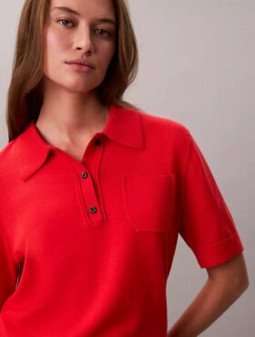 Sweter polo z wełny merynosowej