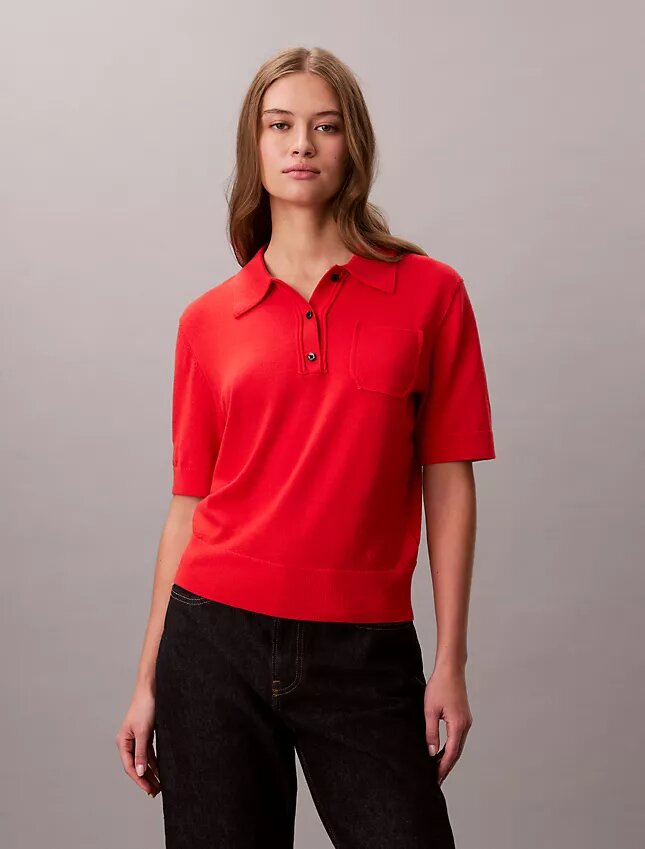 Sweter polo z wełny merynosowej Sweter polo z wełny merynosowej