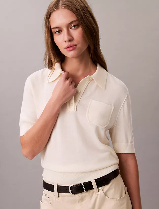 Sweter polo z wełny merynosowej Sweter polo z wełny merynosowej