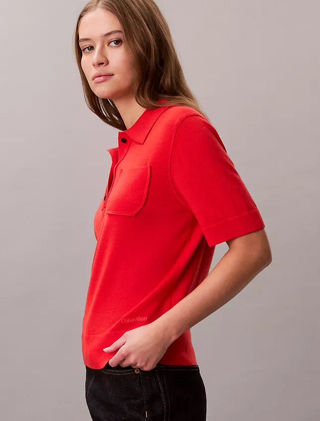Sweter polo z wełny merynosowej Sweter polo z wełny merynosowej