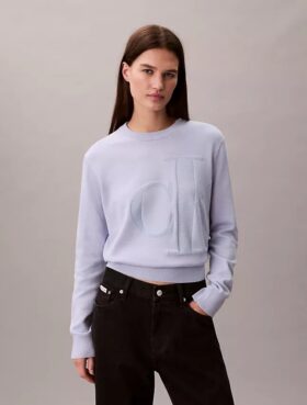 Sweter z gładkim Monogramem z bawełnianej szenili