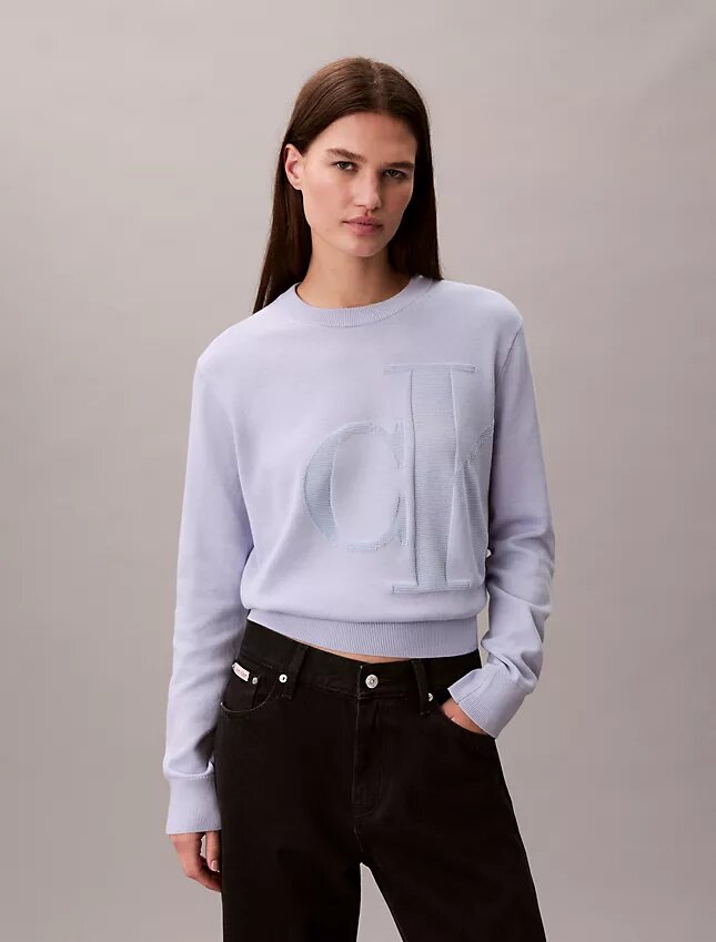 Sweter z gładkim Monogramem z bawełnianej szenili Sweter z gładkim Monogramem z bawełnianej szenili