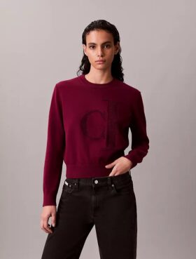 Sweter z gładkim Monogramem z bawełnianej szenili