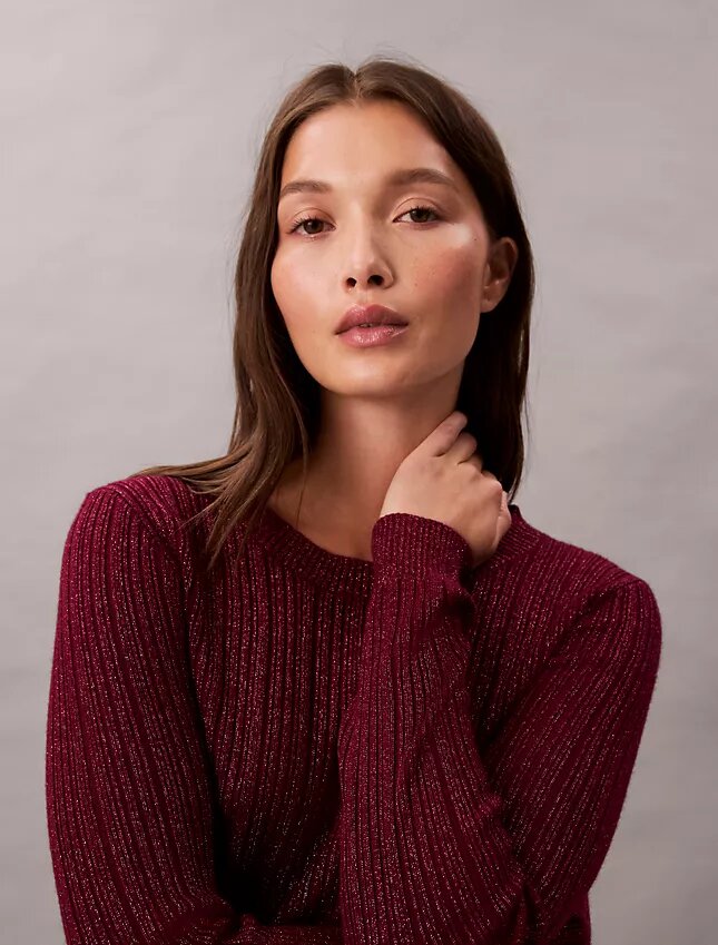 Sweter z mieszanki wełny merynosowej i lureksu Sweter z mieszanki wełny merynosowej i lureksu