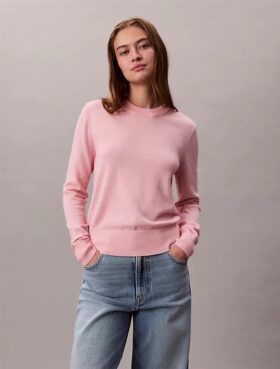 Sweter z okrągłym dekoltem z mieszanki bardzo delikatnej wełny merynosowej