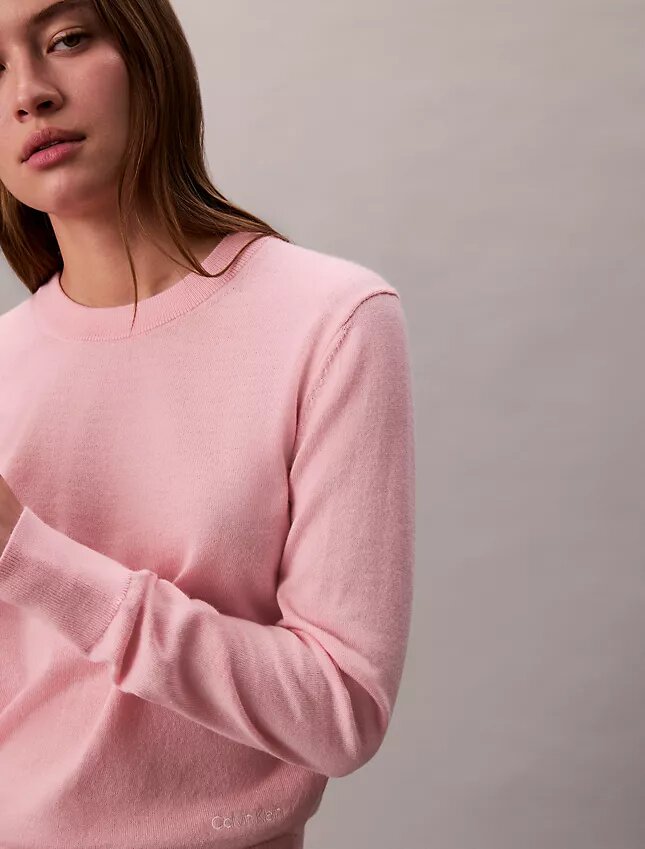 Sweter z okrągłym dekoltem z mieszanki bardzo delikatnej wełny merynosowej Sweter z okrągłym dekoltem z mieszanki bardzo delikatnej wełny merynosowej