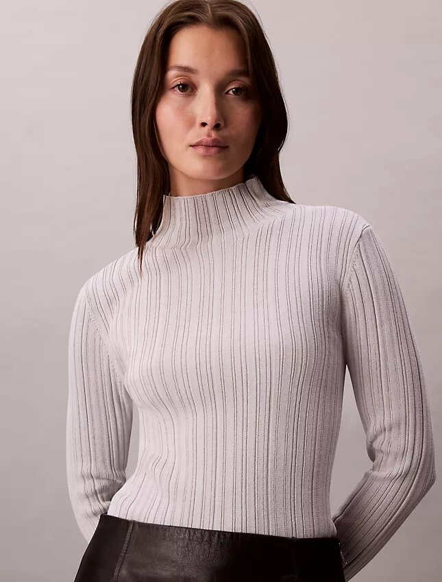 Sweter z prążkowanym golfem z mieszanki wiskozy Sweter z prążkowanym golfem z mieszanki wiskozy