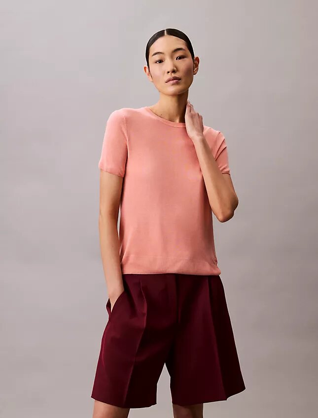 Sweter z wiskozy z krótkim rękawem Sweter z wiskozy z krótkim rękawem
