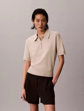 Swobodny sweter polo z dzianiny