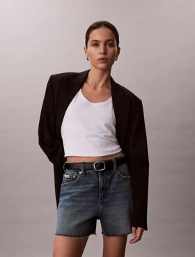 Szorty Denim midi z wysokim stanem