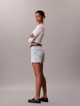 Szorty Denim midi z wysokim stanem