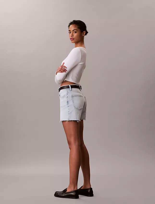 Szorty Denim midi z wysokim stanem Szorty Denim midi z wysokim stanem