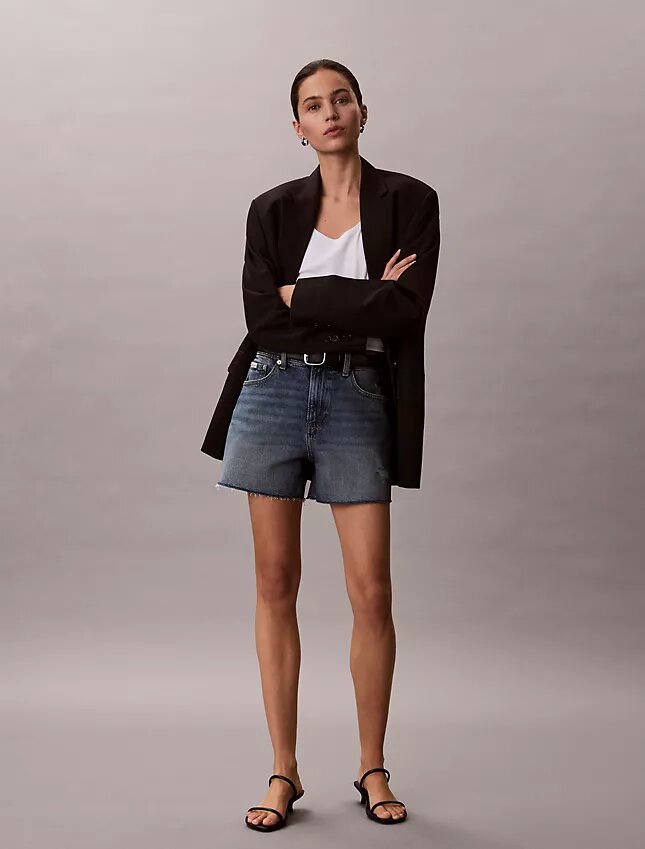 Szorty Denim midi z wysokim stanem Szorty Denim midi z wysokim stanem