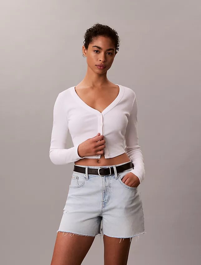 Szorty Denim midi z wysokim stanem Szorty Denim midi z wysokim stanem