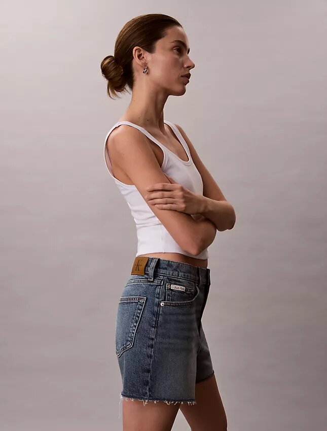 Szorty Denim midi z wysokim stanem Szorty Denim midi z wysokim stanem