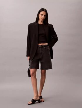 Szorty Denim z podwiniętym brzegiem i krojem w kształcie litery A