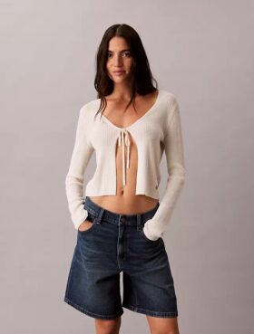 Szorty Denim z podwiniętym brzegiem i krojem w kształcie litery A