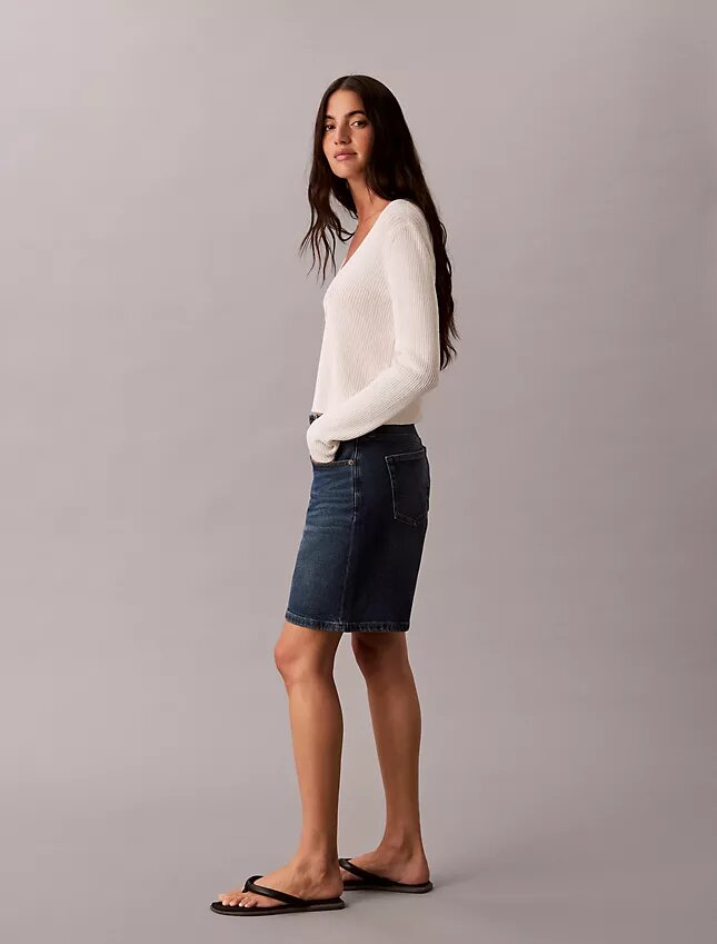 Szorty Denim z podwiniętym brzegiem i krojem w kształcie litery A Szorty Denim z podwiniętym brzegiem i krojem w kształcie litery A