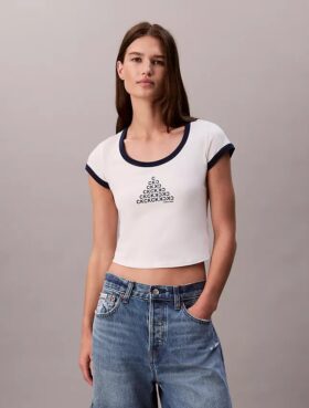 T-shirt z nadrukiem Monogramu w kształcie litery S, o wąskim kroju