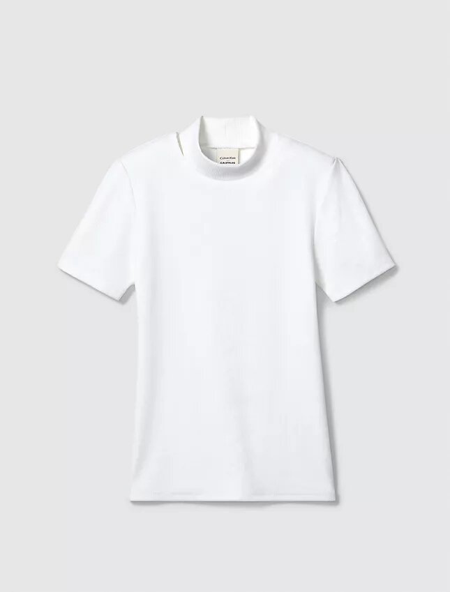 T-shirt z wycięciem i wąskim dekoltem T-shirt z wycięciem i wąskim dekoltem