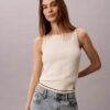 Tkaninowy top z dzianiny typu cable knit z logo Monologo Tkaninowy top z dzianiny typu cable knit z logo Monologo