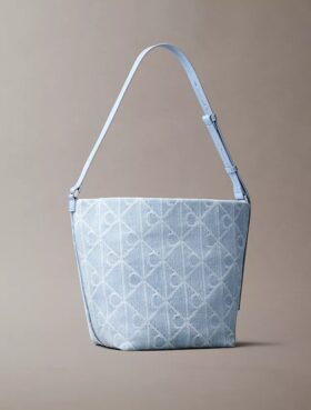 Torba Denim typu bucket z nadrukiem logo Emblem na całej powierzchni
