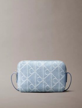 Torba na aparat Denim z logo na całej powierzchni