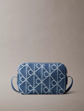 Torba na aparat Denim z logo na całej powierzchni