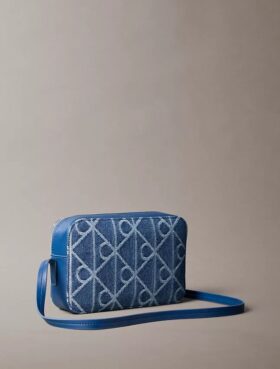 Torba na aparat Denim z logo na całej powierzchni