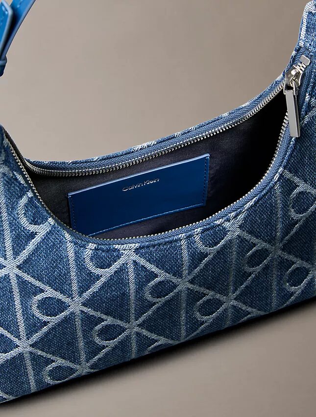 Torba na ramię z Denim z logo na całej powierzchni Torba na ramię z Denim z logo na całej powierzchni