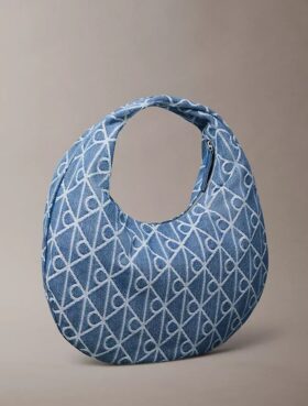 Torba typu hobo z Denim logo na całej powierzchni
