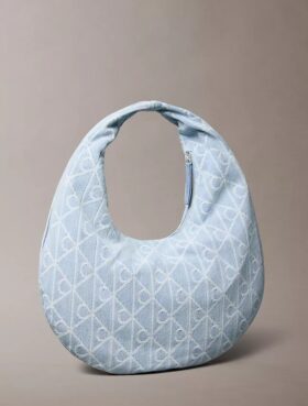 Torba typu hobo z Denim logo na całej powierzchni
