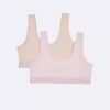 Zestaw 2 biustonoszy typu Bralette z paskiem z logo dla dziewczynek Zestaw 2 biustonoszy typu Bralette z paskiem z logo dla dziewczynek