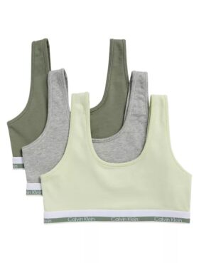 Zestaw 3 bawełnianych biustonoszy typu Bralette dla dziewczynek Zestaw 3 bawełnianych biustonoszy typu Bralette dla dziewczynek