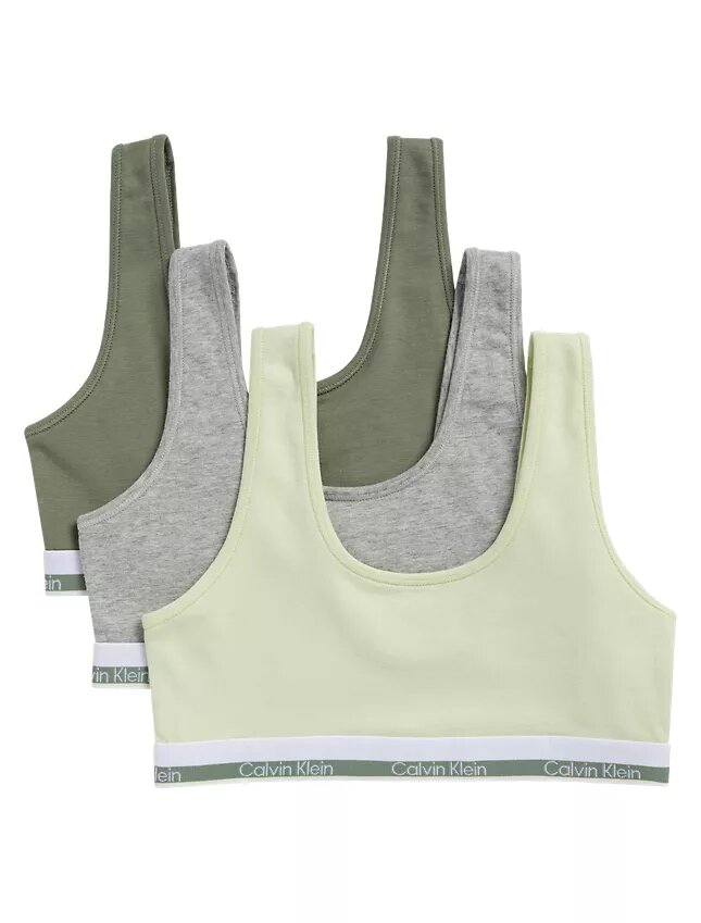 Zestaw 3 bawełnianych biustonoszy typu Bralette dla dziewczynek Zestaw 3 bawełnianych biustonoszy typu Bralette dla dziewczynek