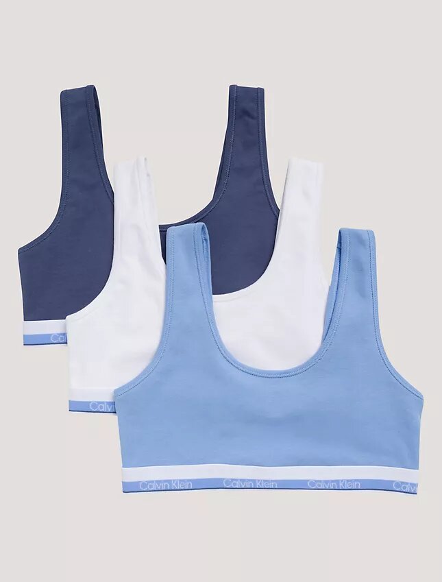 Zestaw 3 bawełnianych biustonoszy typu Bralette dla dziewczynek Zestaw 3 bawełnianych biustonoszy typu Bralette dla dziewczynek