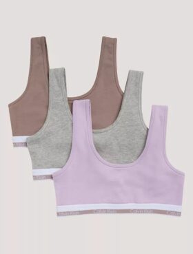 Zestaw 3 bawełnianych biustonoszy typu Bralette dla dziewczynek Zestaw 3 bawełnianych biustonoszy typu Bralette dla dziewczynek