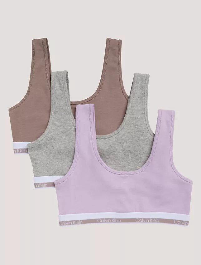 Zestaw 3 bawełnianych biustonoszy typu Bralette dla dziewczynek Zestaw 3 bawełnianych biustonoszy typu Bralette dla dziewczynek