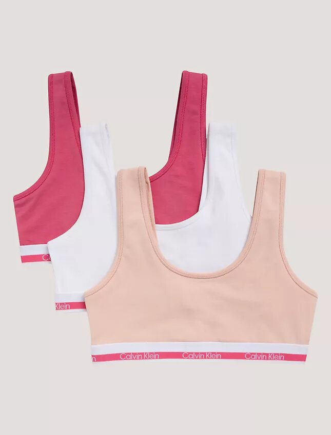 Zestaw 3 bawełnianych biustonoszy typu Bralette dla dziewczynek Zestaw 3 bawełnianych biustonoszy typu Bralette dla dziewczynek