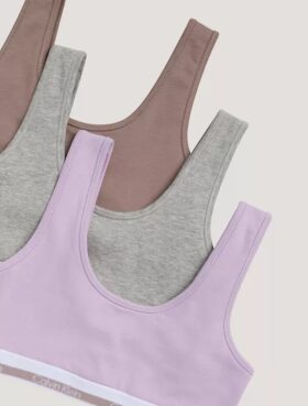 Zestaw 3 bawełnianych biustonoszy typu Bralette dla dziewczynek Zestaw 3 bawełnianych biustonoszy typu Bralette dla dziewczynek