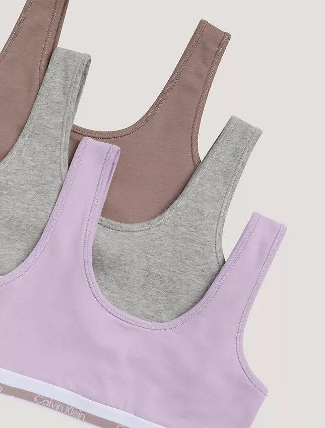Zestaw 3 bawełnianych biustonoszy typu Bralette dla dziewczynek Zestaw 3 bawełnianych biustonoszy typu Bralette dla dziewczynek