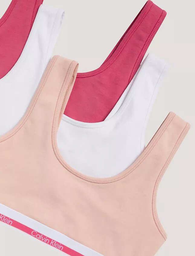 Zestaw 3 bawełnianych biustonoszy typu Bralette dla dziewczynek Zestaw 3 bawełnianych biustonoszy typu Bralette dla dziewczynek