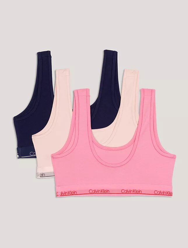 Zestaw 3 bawełnianych biustonoszy typu Bralette dla dziewczynek Zestaw 3 bawełnianych biustonoszy typu Bralette dla dziewczynek
