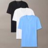 Zestaw 3 koszulek z Cotton Stretch o kroju slim fit z dekoltem w serek
