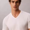 Zestaw 3 koszulek z Cotton Stretch o kroju slim fit z dekoltem w serek