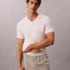 Zestaw 3 koszulek z Cotton Stretch o kroju slim fit z dekoltem w serek